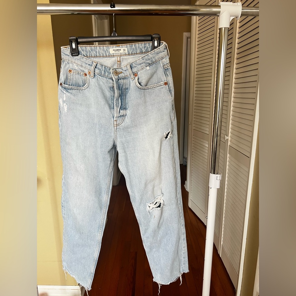 Pull&Bear Light Blue Ripped Boyfriend Jeans